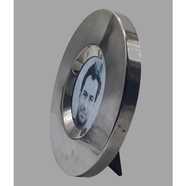 1970s Round Roma Silverplate Photo Frame from Argenteria Fornari, Italy, 1970s For Sale - Image 5 of 8