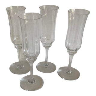 1980s Baccarat Capri Optic Champagne Flutes - Set of 4 For Sale