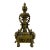 1920s Small French Empire Louis XVI Style Brass Column and Flame Finial Andiron Front For Sale