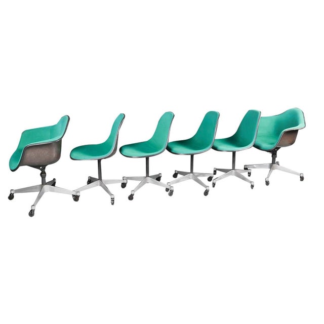 Six Vintage Eames Herman Miller Swivel Shell Chairs on Casters 1970s For Sale In Baltimore - Image 6 of 12