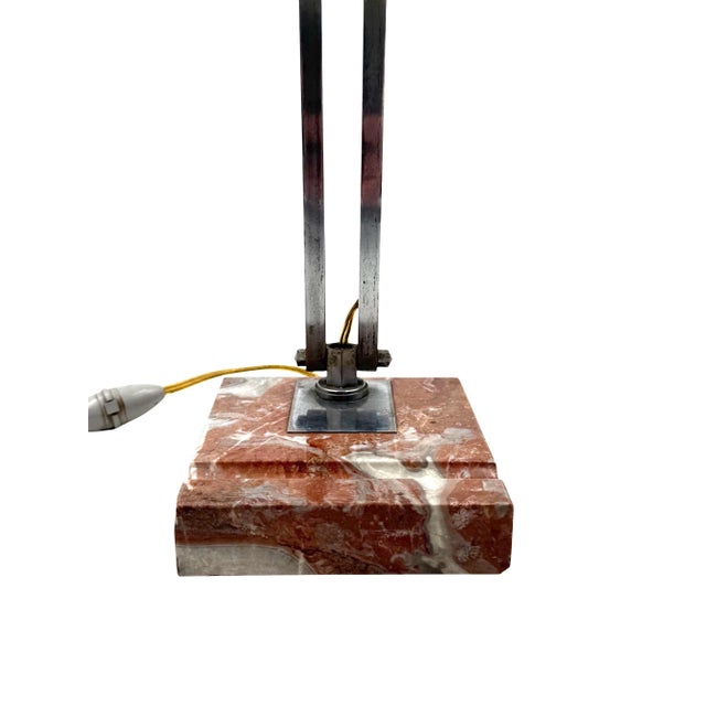 Art Deco 1930s Art Déco Aluminum Marble Desk Lamp For Sale - Image 3 of 14