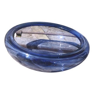 Large Mid-Century Sapphire Blue Holmegaard Provence Bowl by Per Lütken for Royal Copenhagen For Sale