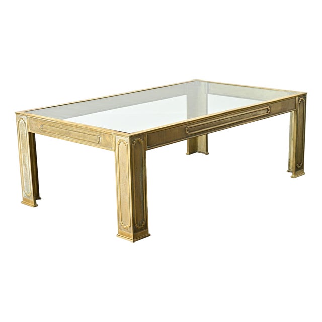 Belgian Vintage Cast Bronze & Glass Coffee Table For Sale