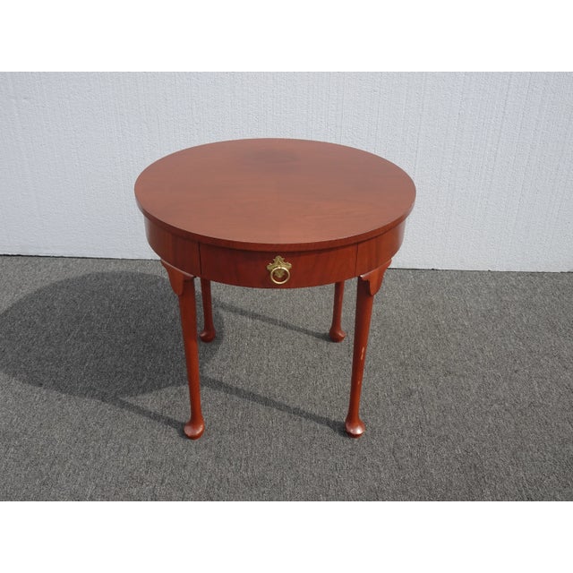 Vintage Queen Anne Style Round Mahogany Side Table by Baker Furniture