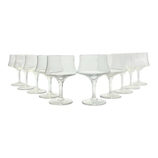 1980s Vintage Set of 10 Clear Cocktail Coupe Glasses For Sale