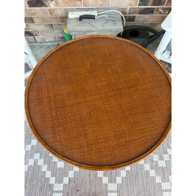 Chippendale Ethan Allen Rattan Side Table For Sale - Image 3 of 3