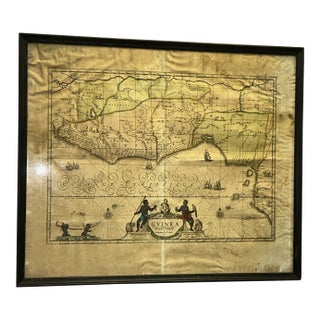 Rare Antique 17th Century Peter Schenk Hand-Colored Map of Guinea and West Africa - C. 1690 For Sale