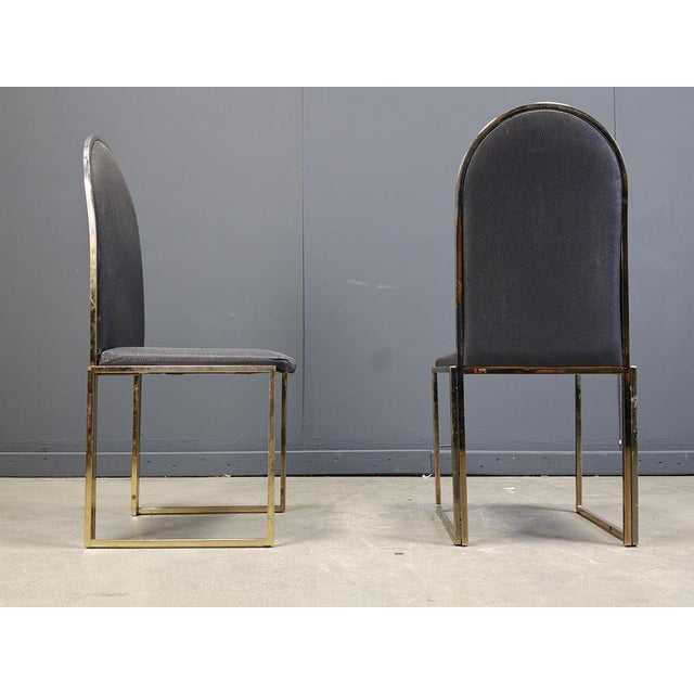 Vintage Brass Dining Chairs attributed to Belgochrom, 1970s, Set of 5 For Sale - Image 4 of 15