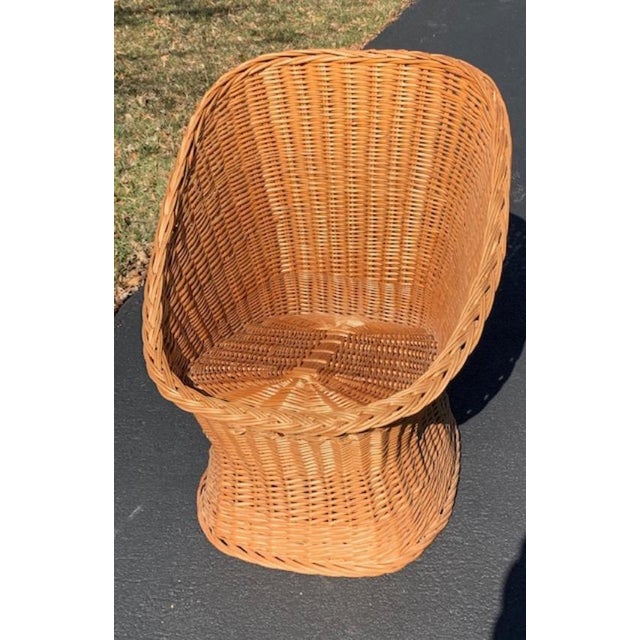 Vintage Mid Century Wicker Bucket Chair Chairish