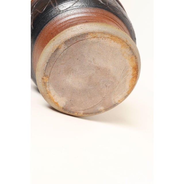 Large Vintage Maroon and Charcoal Sgraffito Ceramic Planter by Deanna Nichols For Sale - Image 13 of 14