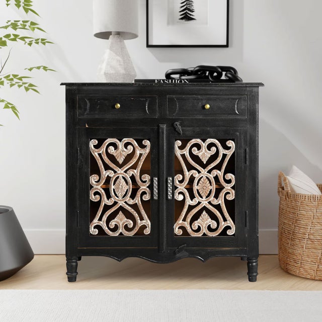 Infuse your home with the soulful charm of a bygone era with this exquisite Dark Walnut Solid Mango Wood Sideboard. A true...