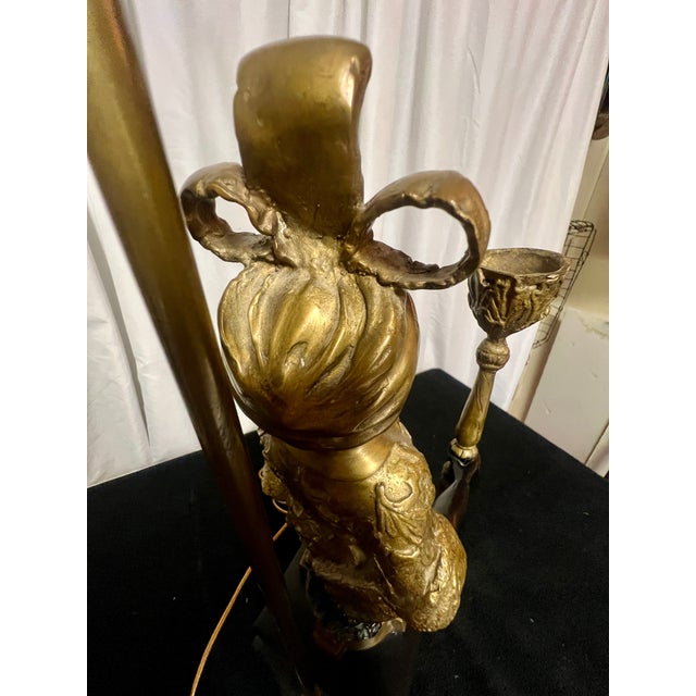 Mid 20th Century Maitland-Smith Egyptian Style Figural Sculpture Bronze Lamp For Sale - Image 14 of 17