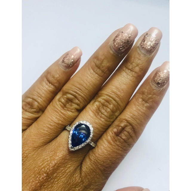 4.36 Carat Tanzanite Diamond 18 Karat White Gold Cocktail Ring, Size 7 For Sale In Los Angeles - Image 6 of 6