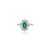 Natural Emerald Pear Diamond Halo Art Deco Ring Size 5 in 14k White Gold For Sale - Image 4 of 16