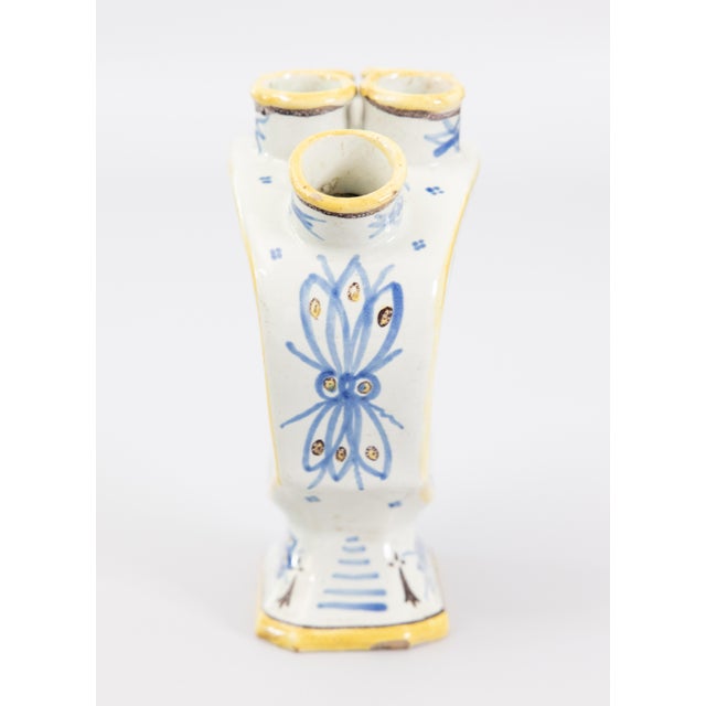 Henriot Quimper 19th Century French Quimper Faience Tulip Vase Tulipiere For Sale - Image 4 of 11
