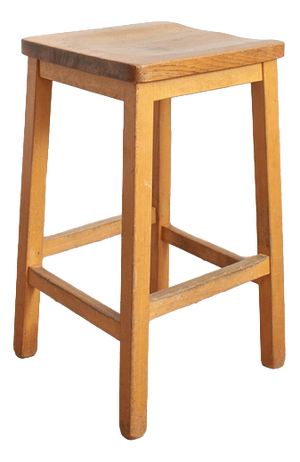 Antique Wooden School Lab Stool