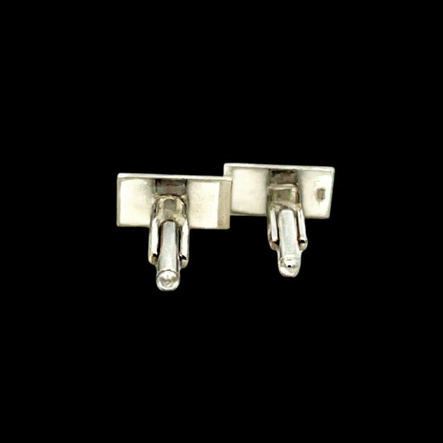 1990s Pair of Authentic Gucci Estate Mens Cufflinks Sterling Silver For Sale - Image 4 of 7