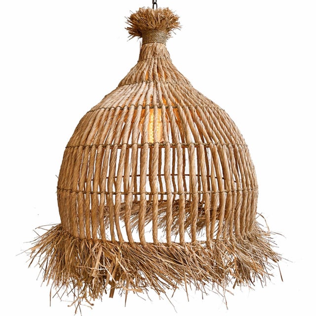 2020s Telum Grass Fringe Coastal Tribal Pendant Light Large For Sale - Image 5 of 11