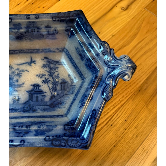 Antique Blue and White Pottery Server J. Clementson 19th Century English Ironstone Transferware For Sale - Image 13 of 18