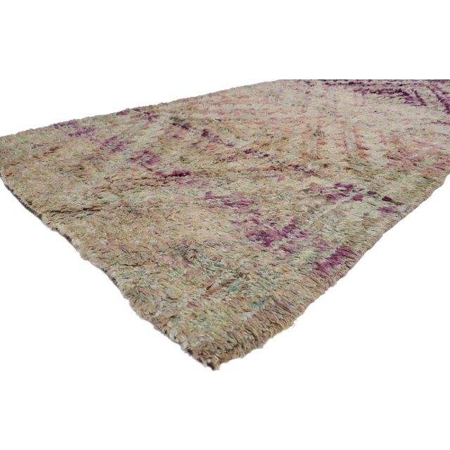 Vintage Berber Purple Moroccan Rug - 05'01 X 10'05. Showcasing an expressive design, incredible detail and texture, this...