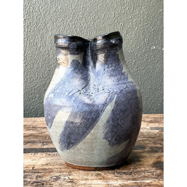 Mid-Century Modern Vintage Double Neck Ceramic Vase For Sale - Image 3 of 12