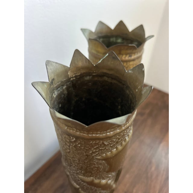 Stunning Pair of World War I Trench Art Vases - France For Sale - Image 12 of 16