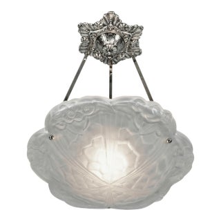 French Art Deco Pendant Light by Degue 1920s France - 2 Available For Sale
