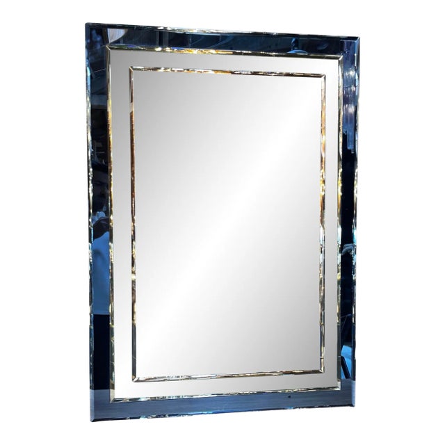 Mid Century Italian Fully Blue Wall Mirror 1980s For Sale