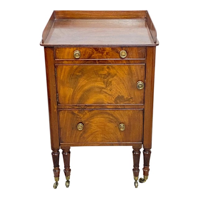 Late 19th Century George III Mahogany Bedside Nightstand, English C1820 For Sale
