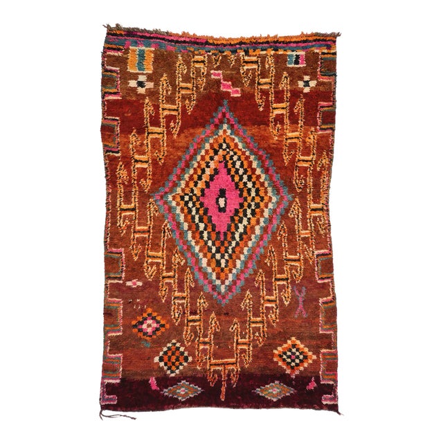 Vintage Berber Moroccan Boujad Rug - 05'08 X 09'01 For Sale