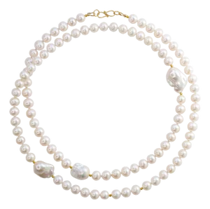 Baroque Pearls Rope Necklace 18K Gold