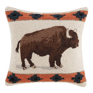 Roaming Buffalo Hook Pillow, 16" x 16" For Sale