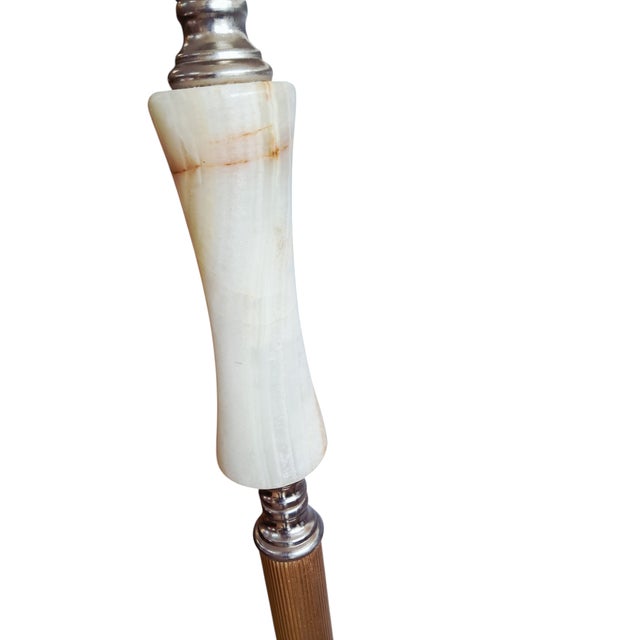 Vintage Art Deco Floor Lamp in Onyx with Brass Stand, 1930s For Sale - Image 10 of 18