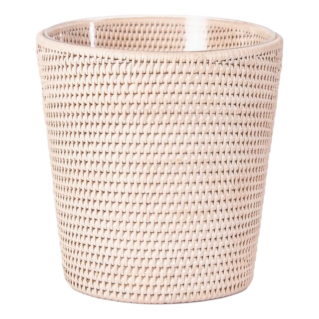 Artifacts Rattan Small Rattan Champagne Bucket with Acrylic Insert, White Wash For Sale