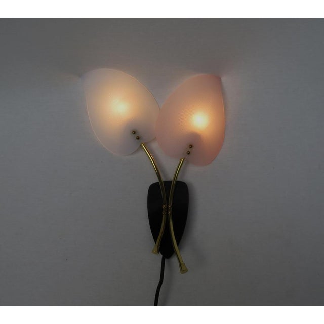 Metal Floral Wall Lights in Acrylic Glass & Brass from Geru Lights, 1950s, Set of 2 For Sale - Image 7 of 18
