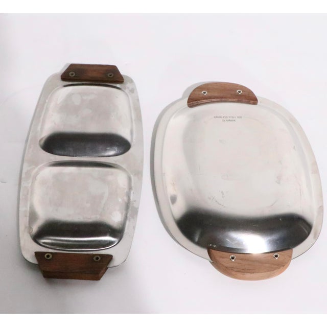 Mid 20th Century Mid 20th Century Mid Century Stainless Steel Trays Made in Denmark - 2pcs For Sale - Image 5 of 9