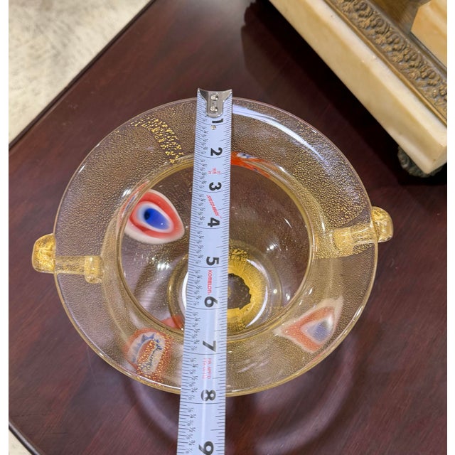 Gold Arnaldo Zanella Murano Glass Bowl Signed 6x8 For Sale - Image 8 of 9