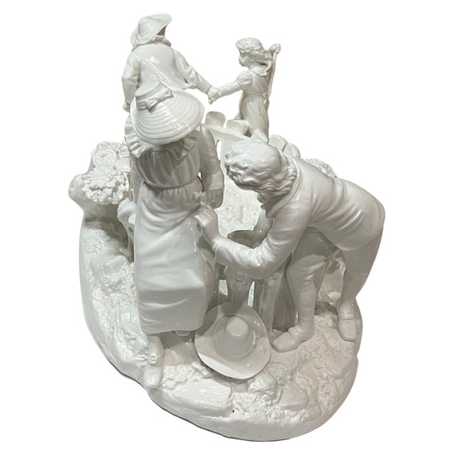Antique White Porcelain Picket Fence Centerpiece With Courting Couple and Children Royal Worcester 1890 For Sale - Image 9 of 18