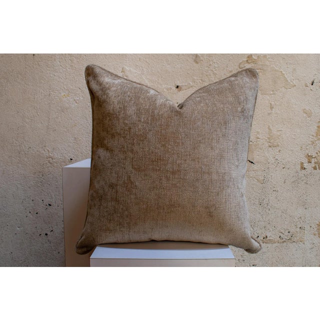 Bjork Studio Pair of Custom Cream Chenille Pillows For Sale - Image 4 of 5