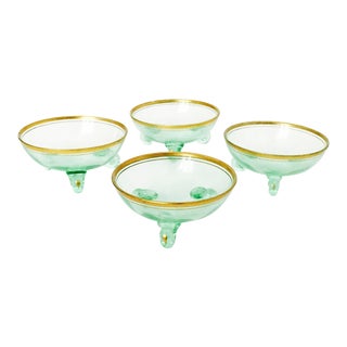 Vintage Vaseline Green Glass Sauce Dishes - Set of 4 For Sale