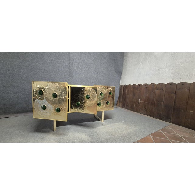 Wood Brass and Black Glass Sideboard with Murano Jewels from Justfurnituress SRL For Sale - Image 7 of 15