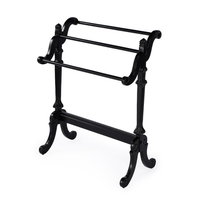 Wood Newhouse 29.25 in. W Rectangular Wood 3 Rail Traditional Blanket Stand, Black Licorice For Sale - Image 7 of 7