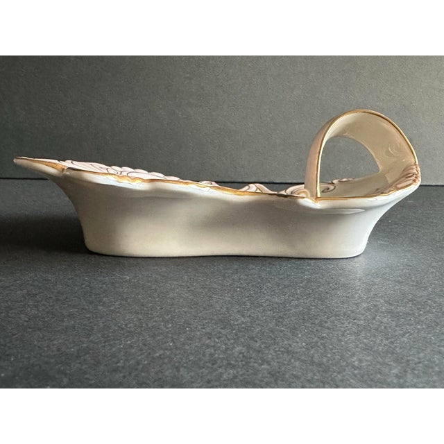 Pink Twentieth Century Hand Painted Gold Gilt Pink Roses Jewelry Trinket Dish For Sale - Image 8 of 12