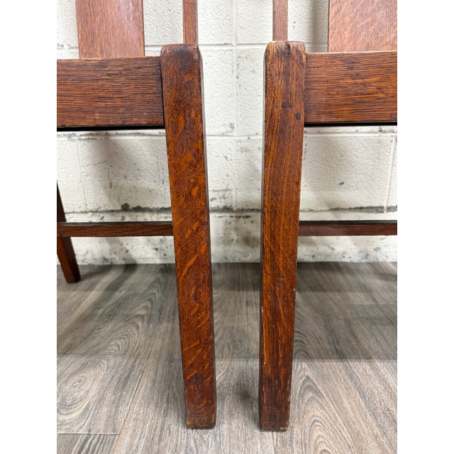 Antique Michigan Chair Company Arts & Crafts Mission Dining Chairs - Pair For Sale - Image 4 of 15