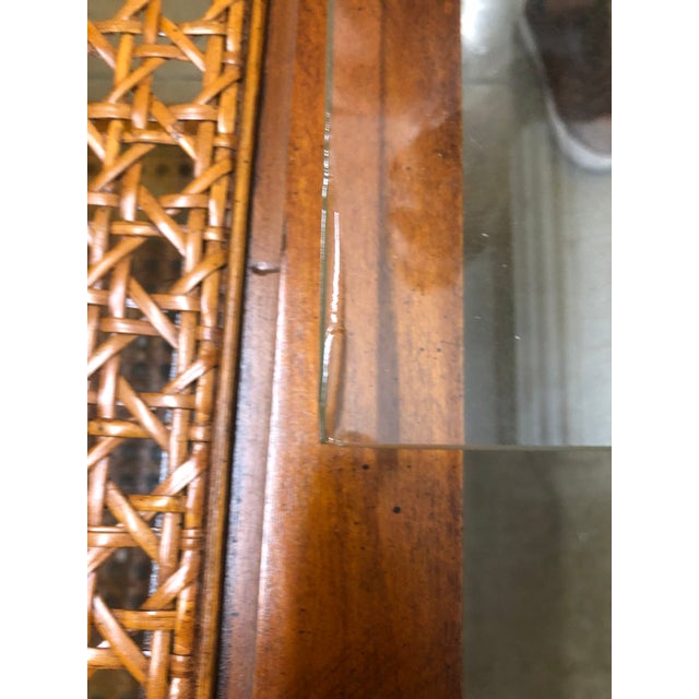 Vintage Mid Century Cane & Glass Wood Fretwork Coffee Table For Sale - Image 11 of 12