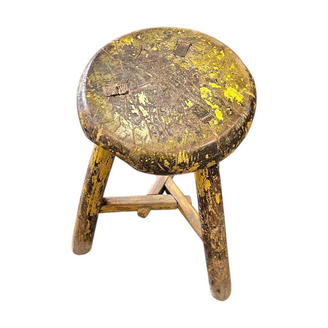 Primitive Wooden Tripod Stool / Height 52 Cm For Sale - Image 15 of 18