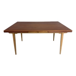 Oak and Teak AT-312 Extendable Dining Table attributed to Hans J. Wegner for A. Tuck, Denmark, 1950 For Sale