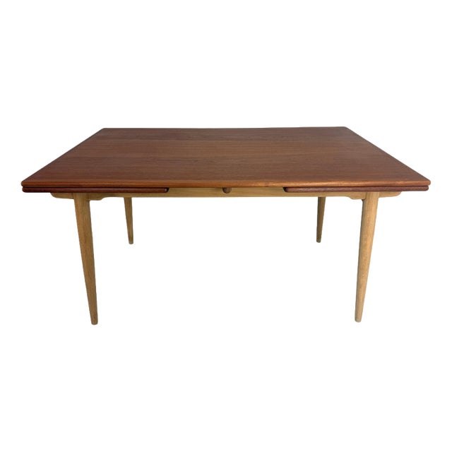 Oak and Teak AT-312 Extendable Dining Table attributed to Hans J. Wegner for A. Tuck, Denmark, 1950 For Sale