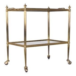 Neoclassical Brass and Mirror Serving Cart in the style of Maison Jansen, 1960s For Sale