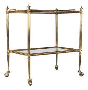 Neoclassical Brass and Mirror Serving Cart in the style of Maison Jansen, 1960s